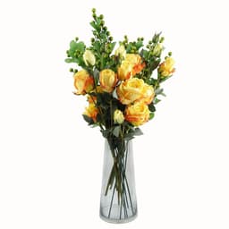 image-28cm Gold Rim Smoke Grey Glass Vase