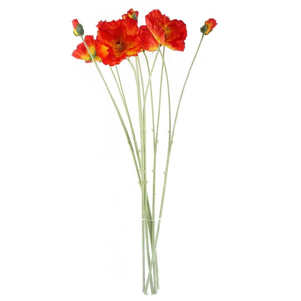 image-100cm Poppy and White Blossom Arrangement Glass Vase
