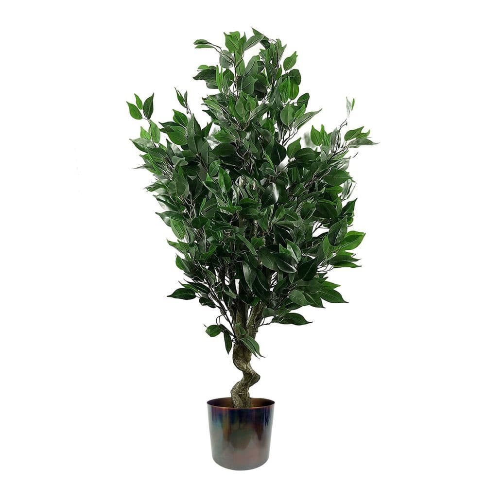 image-110cm Leaf Realistic Artificial Ficus Tree / Plant Multicolour Planter