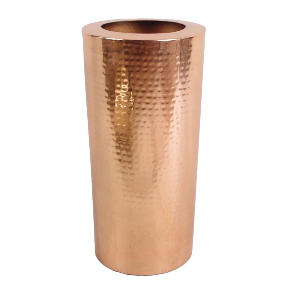 image-Leaf Metal Vase Large 15 x 30cm High Hammered Antique Copper Colour
