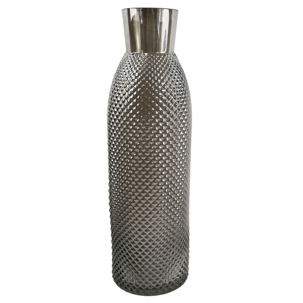image-100cm Purple Artificial Sunflower Arrangement Glass Vase
