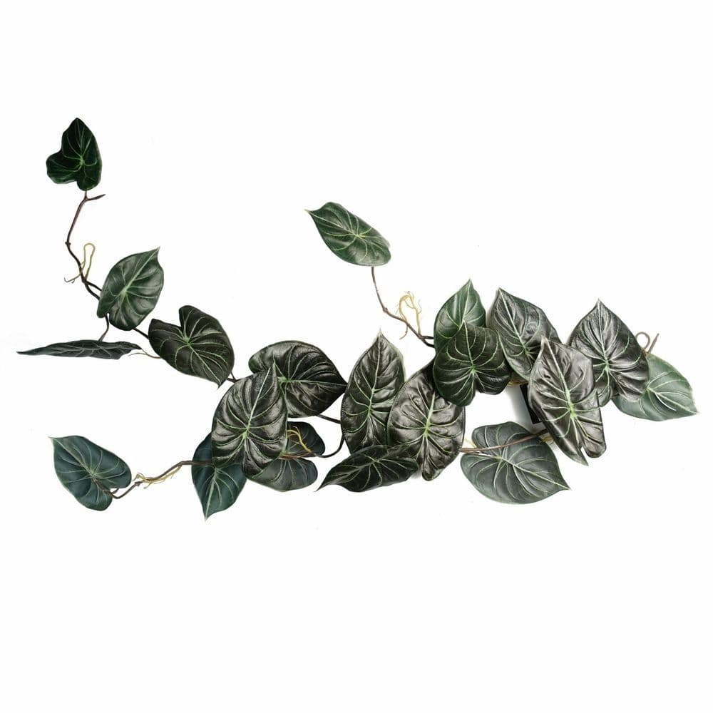 image-120cm Artificial Trailing Hanging Plant Realistic Alocasia Dragon Scale Dark