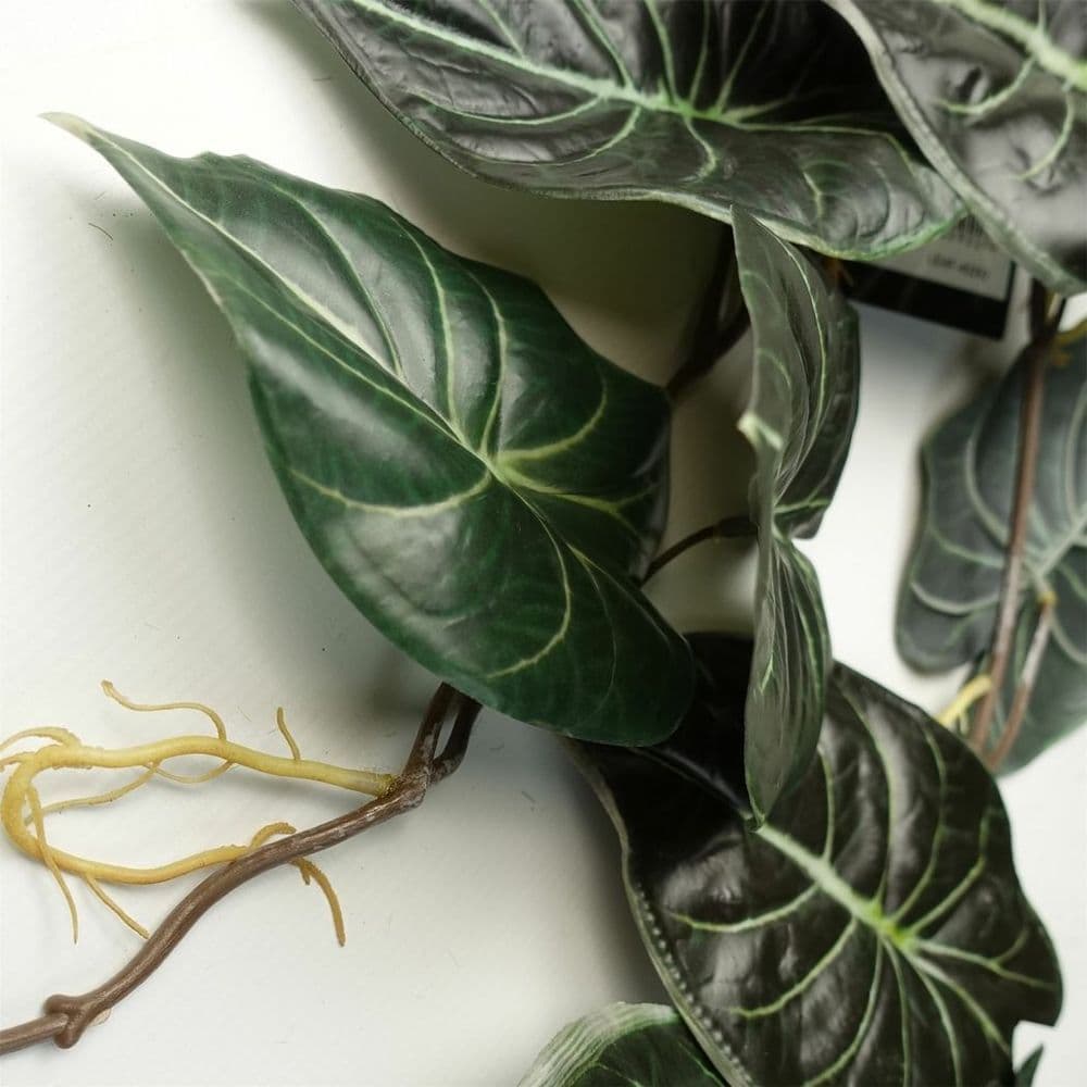 image-120cm Artificial Trailing Hanging Plant Realistic Alocasia Dragon Scale Dark