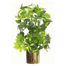 image-75cm Artificial Arboricola Gold Capella Plant - Gold Metal Planter