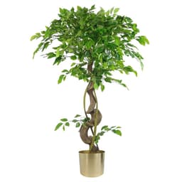 image-120cm Twisted Trunk Artificial Japanese Fruticosa Style Ficus Tree