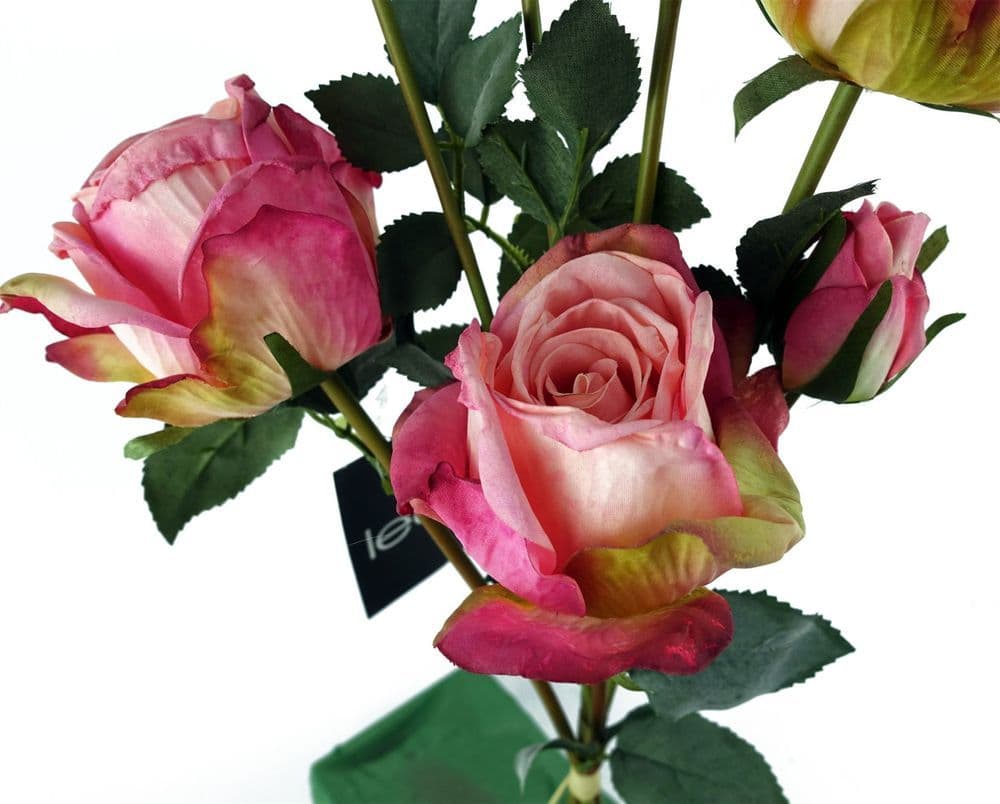 image-6 x 60cm Pink Rose Artificial Flower Sprays - 24 Flowers 18 Buds
