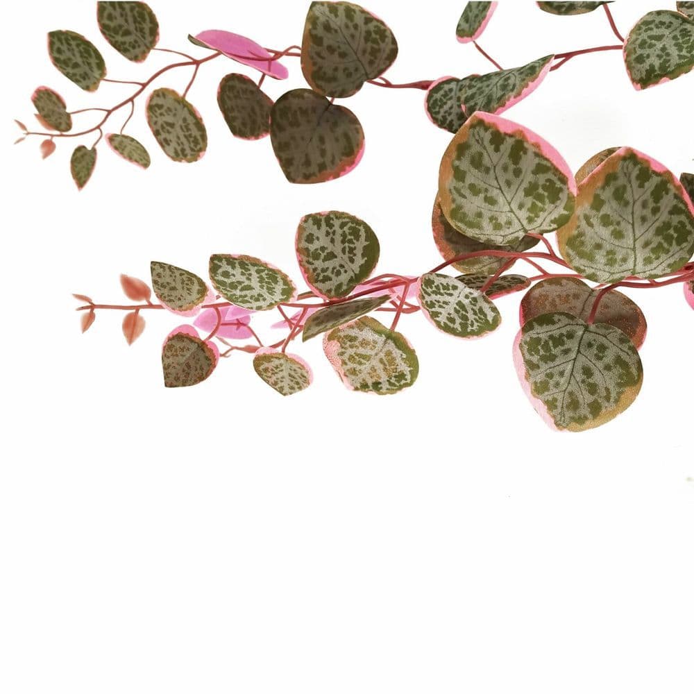 image-90cm Artificial Potted Trailing Hanging Pink Plant Realistic - String of Hearts