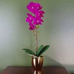 image-46cm Artificial Orchid Dark Pink / Gold