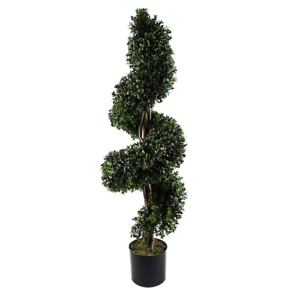 image-120cm Sprial Buxus Artificial Tree UV Resistant Outdoor Topiary