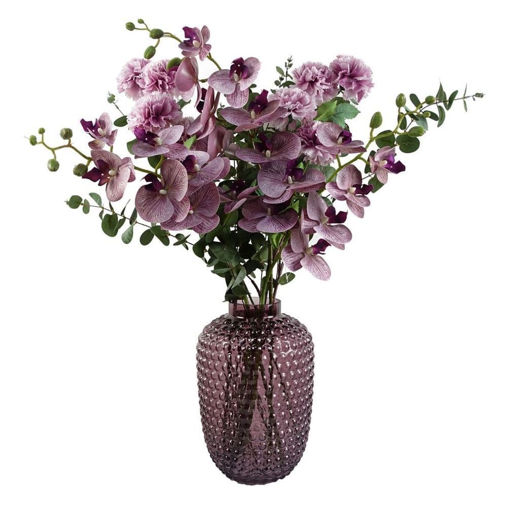 image-Pack of 6 x 100cm Artificial Phalaenopsis Orchid Purple Stem - 42 Flowers