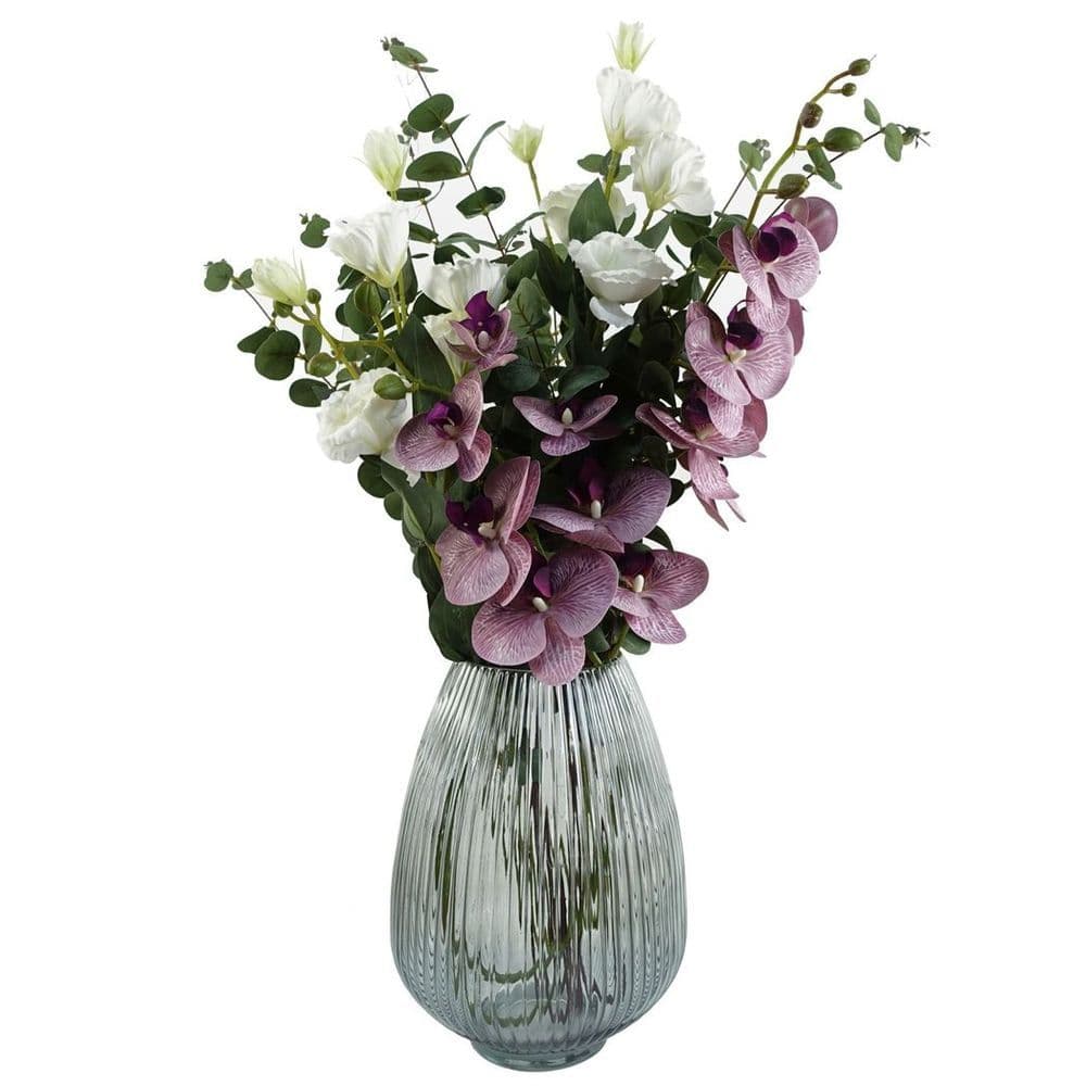 image-Pack of 6 x 100cm Artificial Phalaenopsis Orchid Purple Stem - 42 Flowers