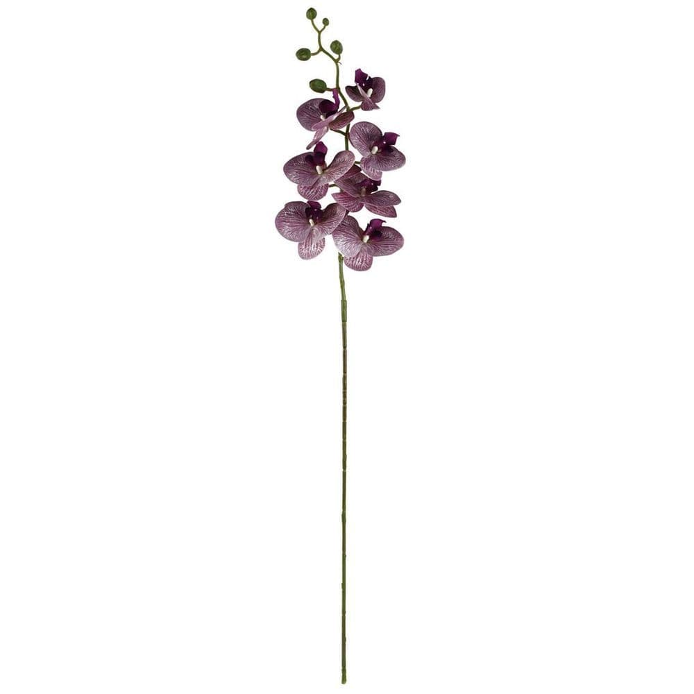 image-Pack of 6 x 100cm Artificial Phalaenopsis Orchid Purple Stem - 42 Flowers