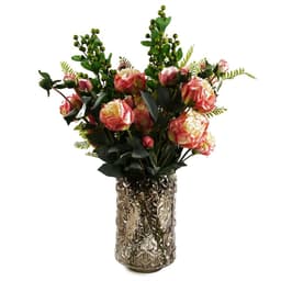 image-70cm Pink Peony Arrangement Glass Vase