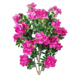 image-100cm Realistic Artificial Azalea Pink Flowers Potted Plant with Silver Metal Planter