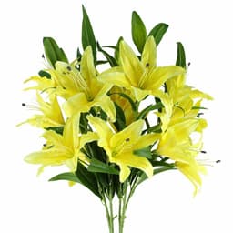 image-Pack of 6 x 100cm Large Yellow Lily Stem - 18 Flowers