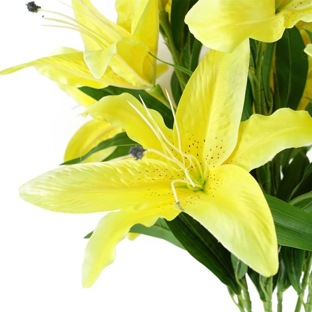 image-Pack of 6 x 100cm Large Yellow Lily Stem - 18 Flowers