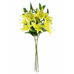 image-Pack of 6 x 100cm Large Yellow Lily Stem - 18 Flowers