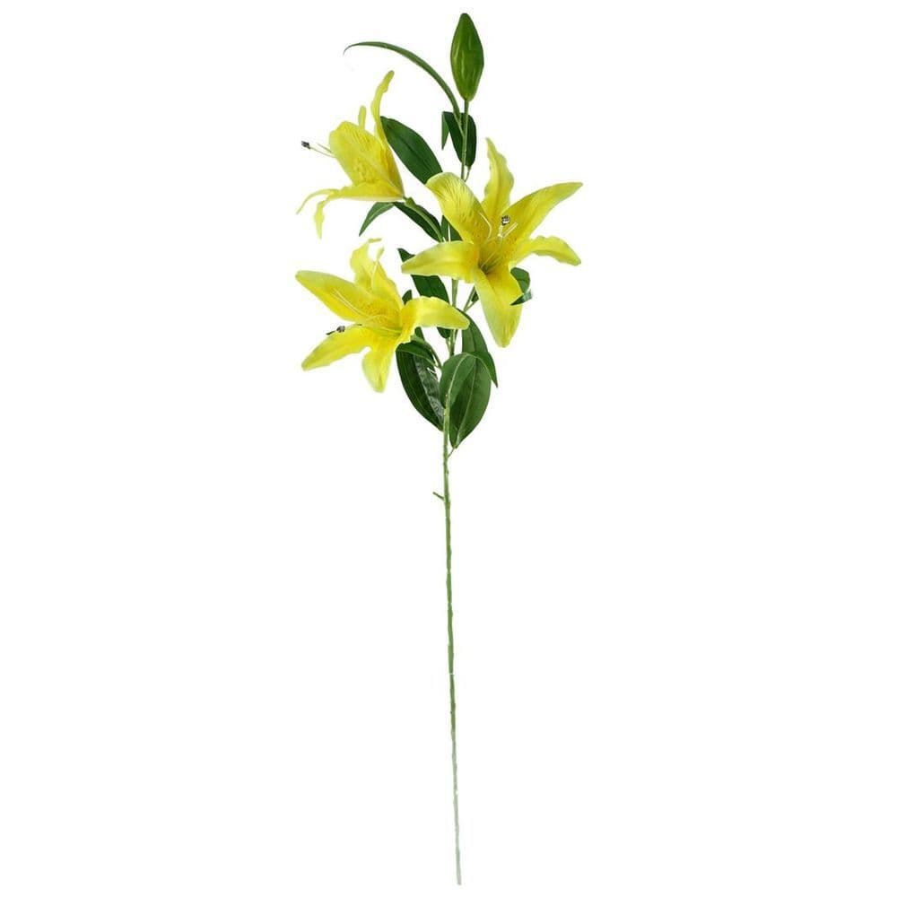 image-Pack of 6 x 100cm Large Yellow Lily Stem - 18 Flowers