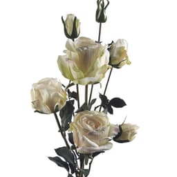 image-60cm Cream Rose Artificial Flowers Spray - 4 Flowers 3 Buds