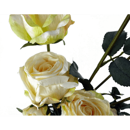 image-60cm Cream Rose Artificial Flowers Spray - 4 Flowers 3 Buds