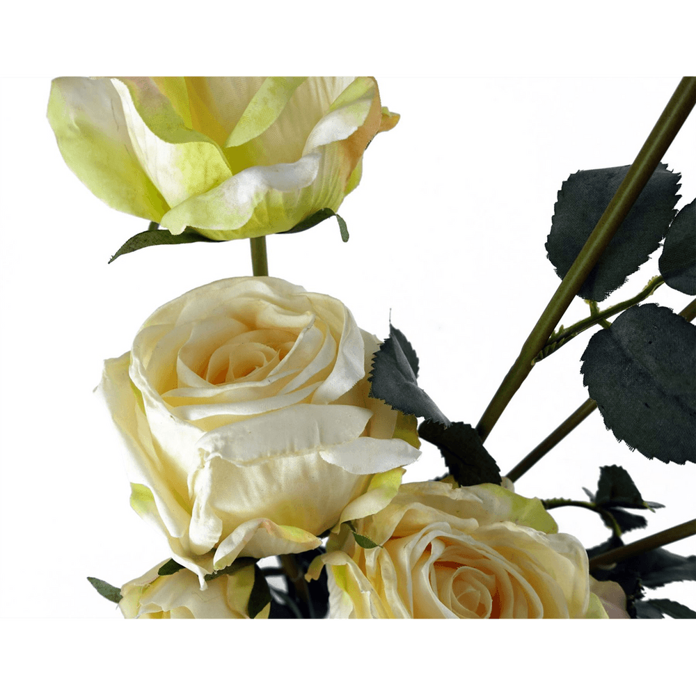 image-60cm Cream Rose Artificial Flowers Spray - 4 Flowers 3 Buds