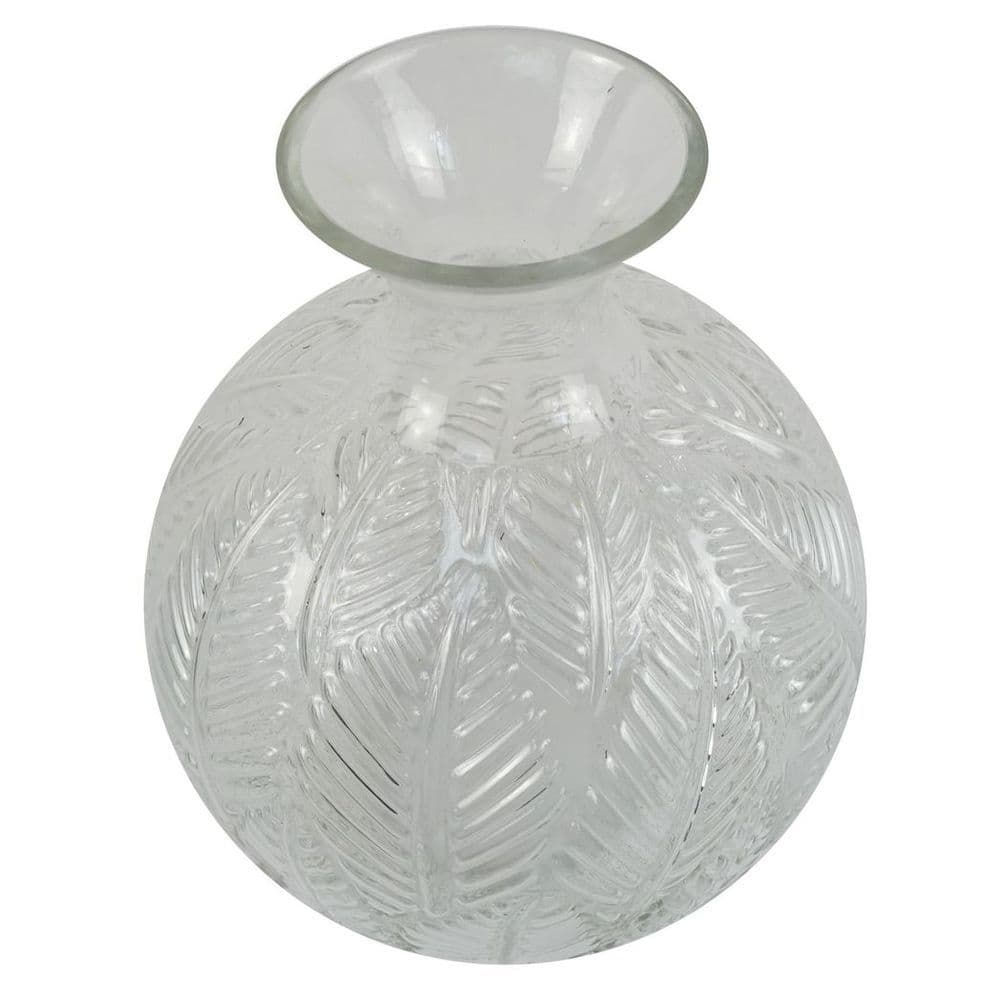 image-26cm Clear Fern Print Glass Bottle Vase