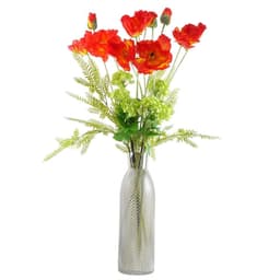 image-100cm Red Poppy and Fern Glass Vase