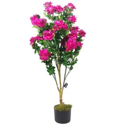 image-100cm Realistic Artificial Azalea Pink Flowers Potted Plant with Gold Metal Planter