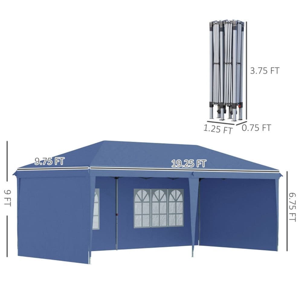 image-10' x 20' Pop Up Canopy party Tent with 4 Sidewalls , Blue-AS