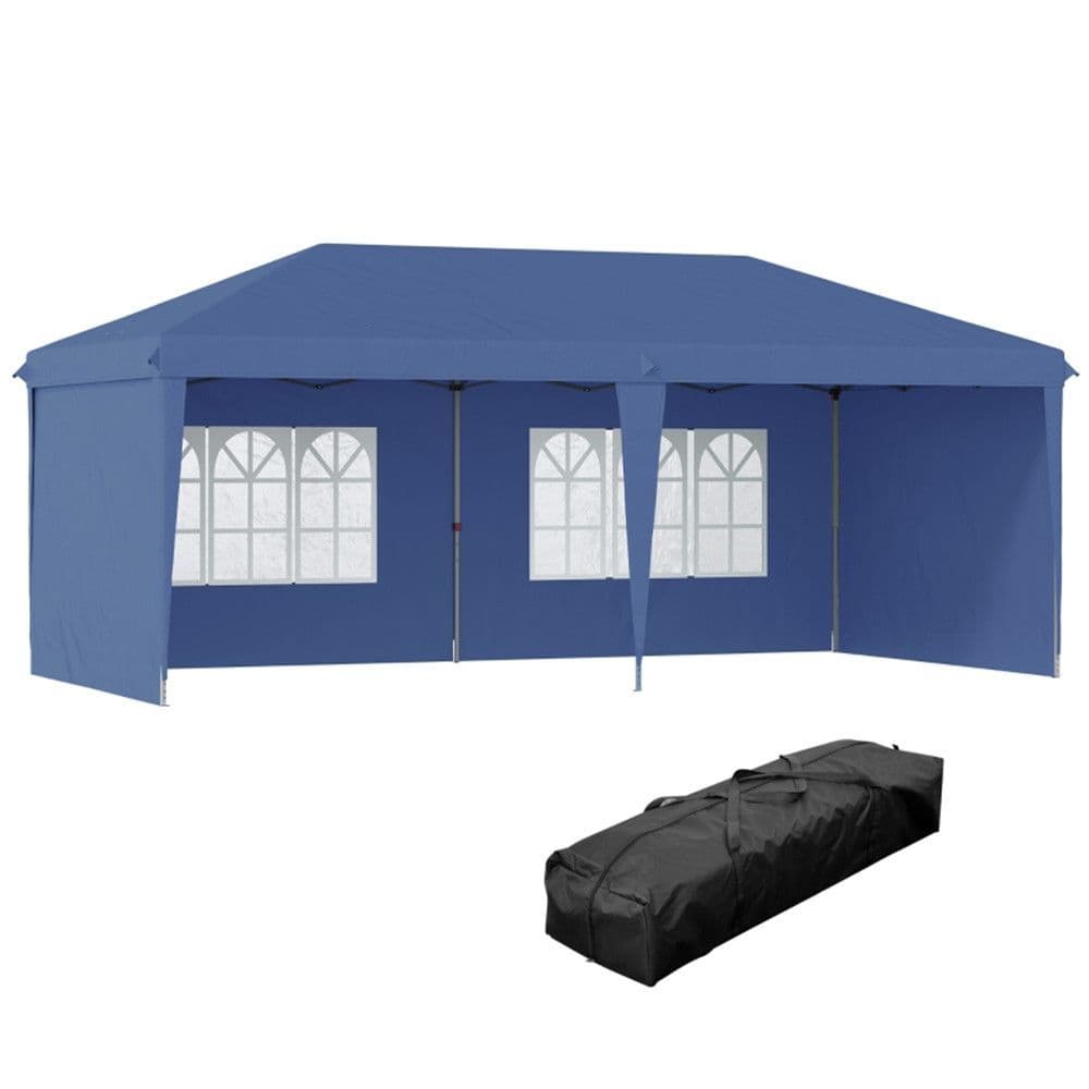 image-10' x 20' Pop Up Canopy party Tent with 4 Sidewalls , Blue-AS