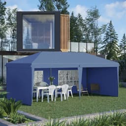 image-10' x 20' Pop Up Canopy party Tent with 4 Sidewalls , Blue-AS