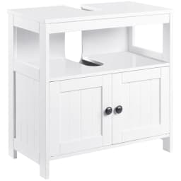 image-Sink Storage Cabinet, Under Sink Cabinet with Double Doors, Bathroom Vanity Cabinet with Shelves, White-AS