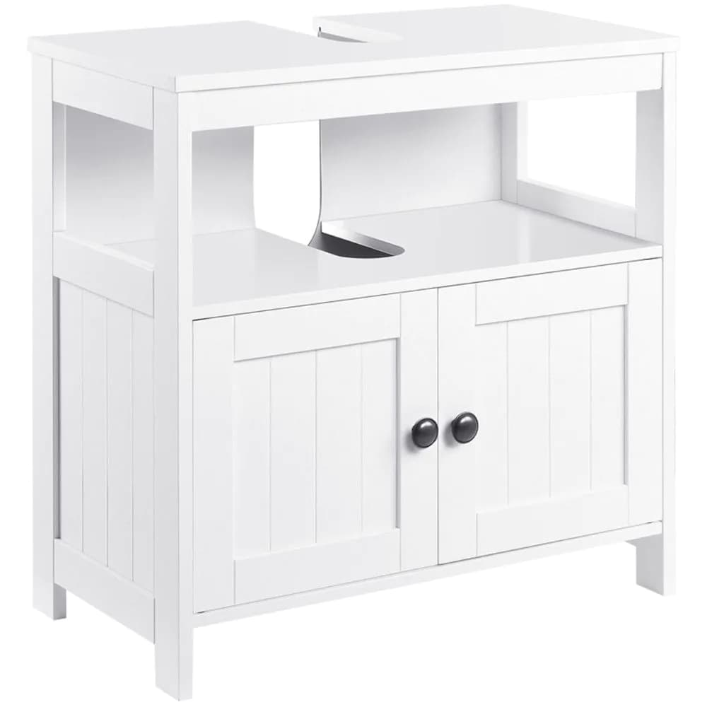 image-Sink Storage Cabinet, Under Sink Cabinet with Double Doors, Bathroom Vanity Cabinet with Shelves, White-AS