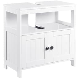 image-Sink Storage Cabinet, Under Sink Cabinet with Double Doors, Bathroom Vanity Cabinet with Shelves, White-AS