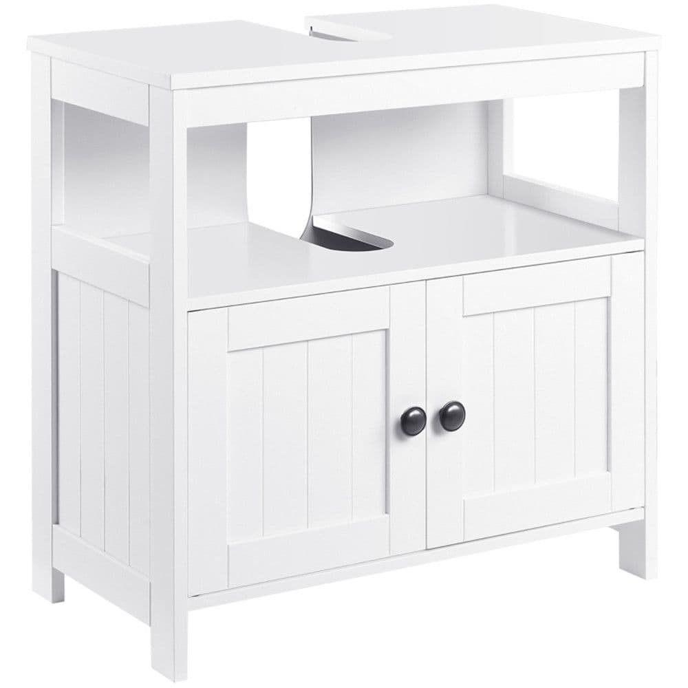 image-Sink Storage Cabinet, Under Sink Cabinet with Double Doors, Bathroom Vanity Cabinet with Shelves, White-AS