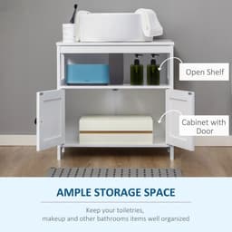 image-Sink Storage Cabinet, Under Sink Cabinet with Double Doors, Bathroom Vanity Cabinet with Shelves, White-AS