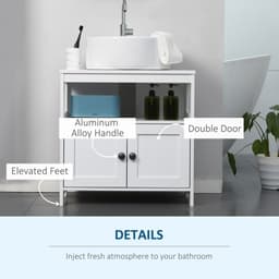 image-Sink Storage Cabinet, Under Sink Cabinet with Double Doors, Bathroom Vanity Cabinet with Shelves, White-AS