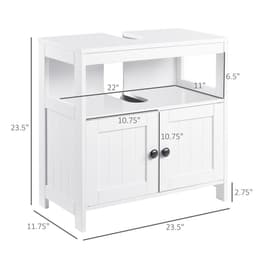 image-Sink Storage Cabinet, Under Sink Cabinet with Double Doors, Bathroom Vanity Cabinet with Shelves, White-AS