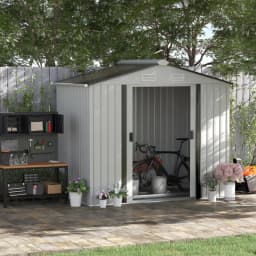 image-Steel Storage Shed Garden Tool house 7' x 4' White-AS