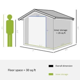 image-Steel Storage Shed Garden Tool house 7' x 4' White-AS
