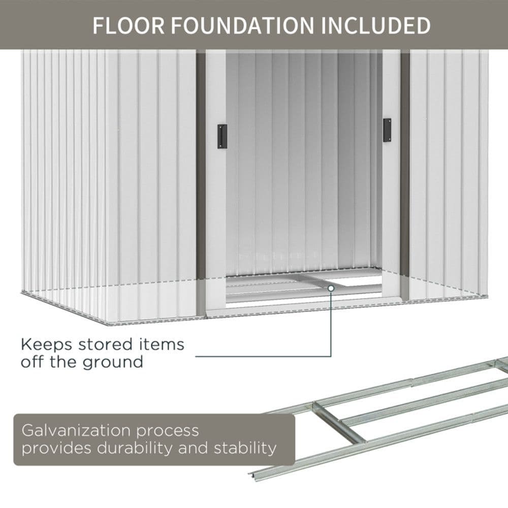 image-Steel Storage Shed Garden Tool house 7' x 4' White-AS