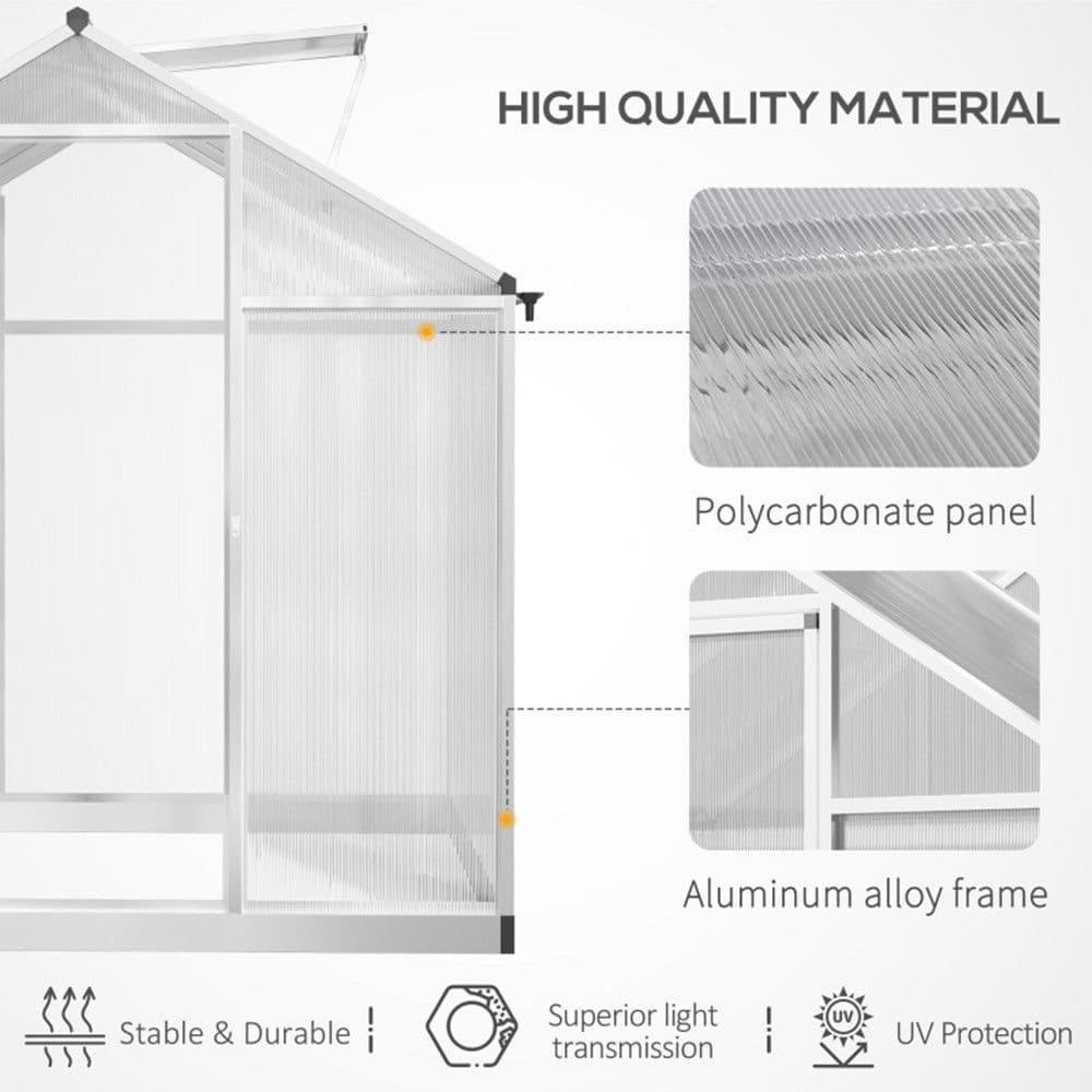 image-8ftx 6ft Walk-In Polycarbonate Greenhouse with Roof Vent -AS