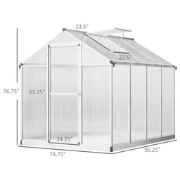 image-8ftx 6ft Walk-In Polycarbonate Greenhouse with Roof Vent -AS