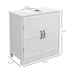 image-Bathroom Sink Cabinet, Pedestal Sink Cabinet with Adjustable Shelf, White-AS