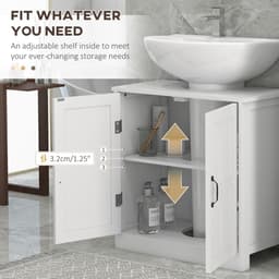 image-Bathroom Sink Cabinet, Pedestal Sink Cabinet with Adjustable Shelf, White-AS