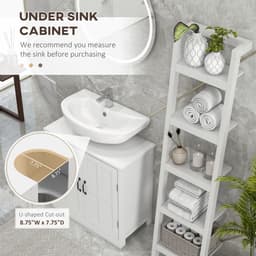 image-Bathroom Sink Cabinet, Pedestal Sink Cabinet with Adjustable Shelf, White-AS