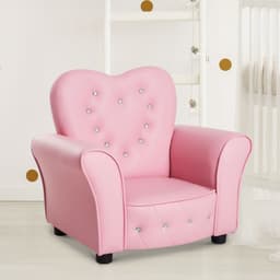 image-Qaba Kids Sofa Toddler Tufted Upholstered Sofa Chair Princess Couch with Diamond Decoration -AS