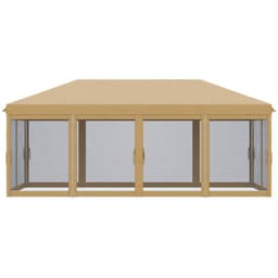 image-Pop Up Canopy Party Tent with Netting 10' x 20' Beige -AS