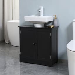 image-Bathroom Cabinet with 2 Doors and Shelf Bathroom Vanity black-AS