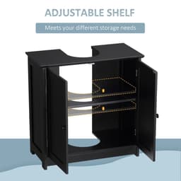 image-Bathroom Cabinet with 2 Doors and Shelf Bathroom Vanity black-AS